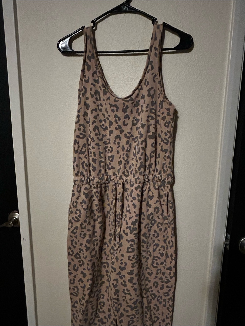 Hippie Rose Taupe Leopard Print Jumpsuit